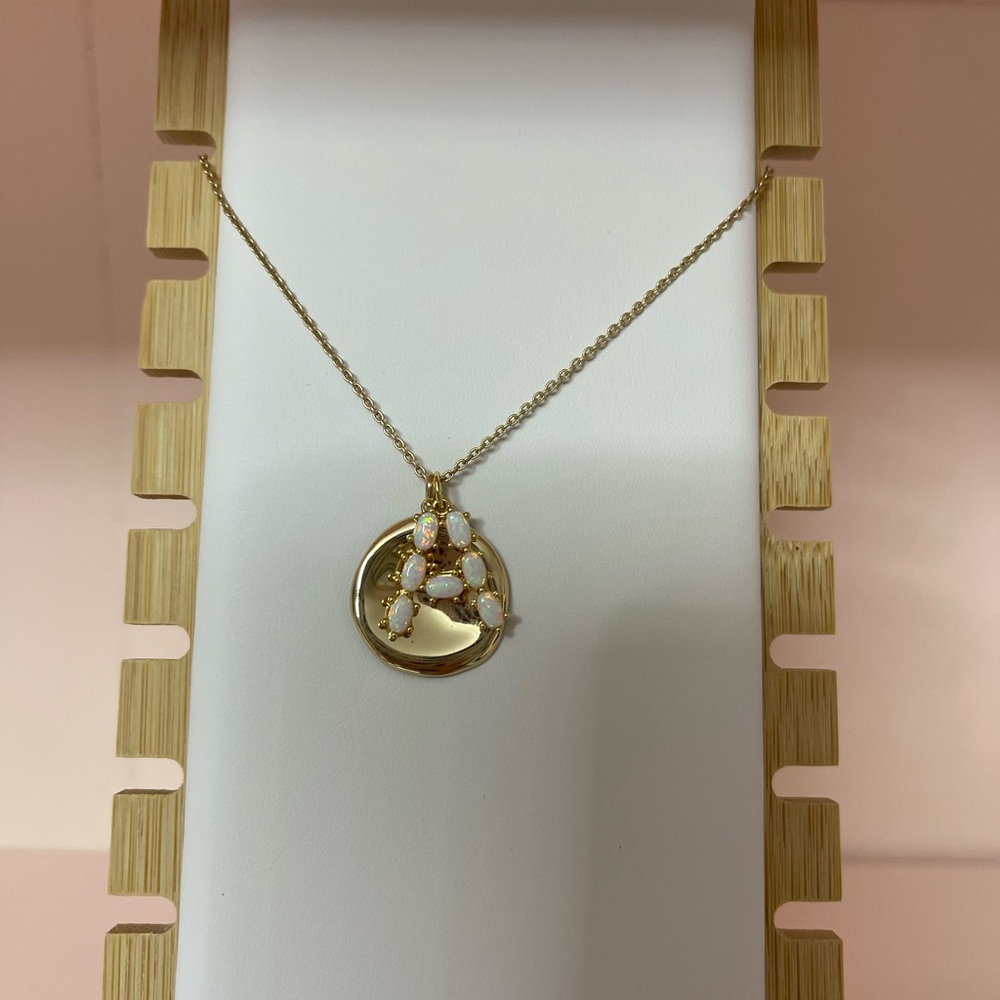 Stella & Dot Opal “A” with gold disc